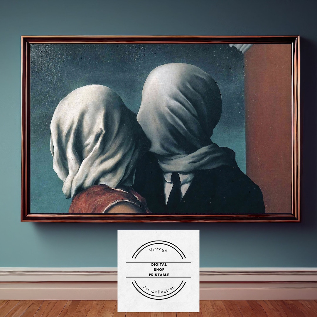 The Lovers René Magritte Printable Vintage Modern European Wall Art
