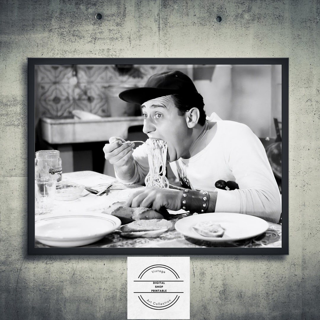Alberto Sordi Eating Macaroni Digital Download Italian Wall Decor Printable  Wall Art an American in Rome Movie Poster Diner Print - Etsy