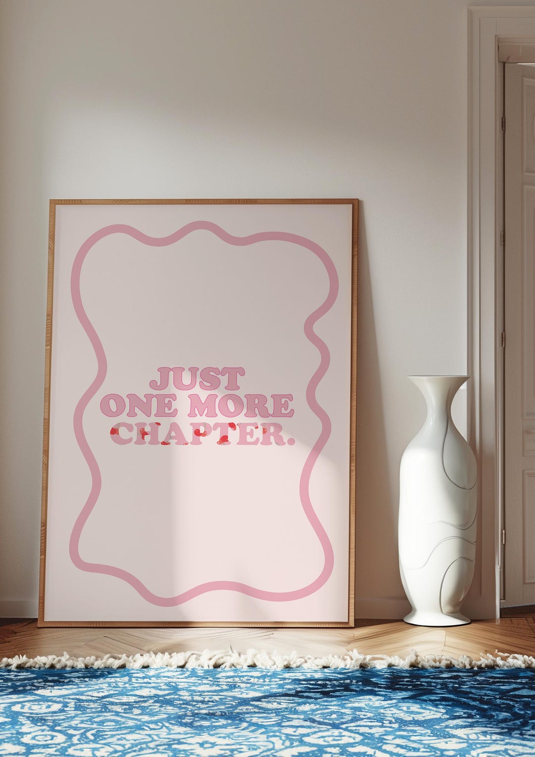 Bookish Poster, Just One More Chapter, Pink Reader Quote (digital ...