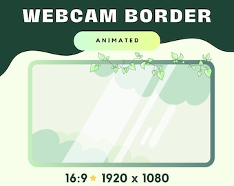 Borde estético de cámara web de hoja de vid verde con efecto degradado para Twitch, Youtube, Kick, Facebook