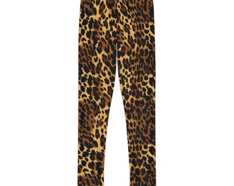 Leopard Print Kids Full-Length Leggings, Children's Leggings, Youth Leggings, Animal Print