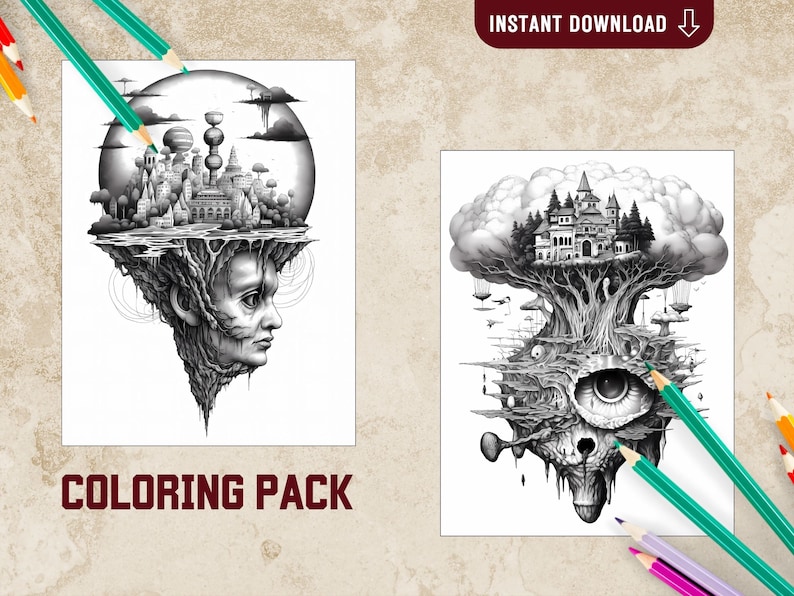 Trippy Nature Adult Coloring Pages Printable Abstract Coloring Book PDF ...