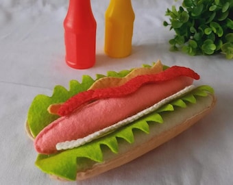 Handgjord filtkorvleksak, låtsasleksak