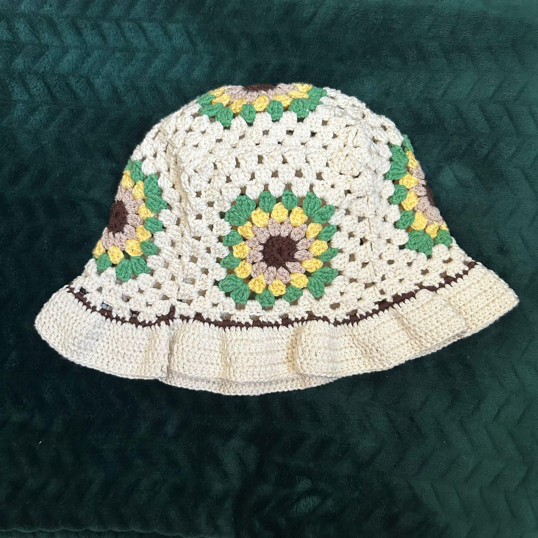 Handcrafted Crochet Bucket Hat Granny Square Acrylic Yarn Handmade Knit Granny Square Bucket Hat Crochet Pattern – Joy of Motion Crochet main image 4