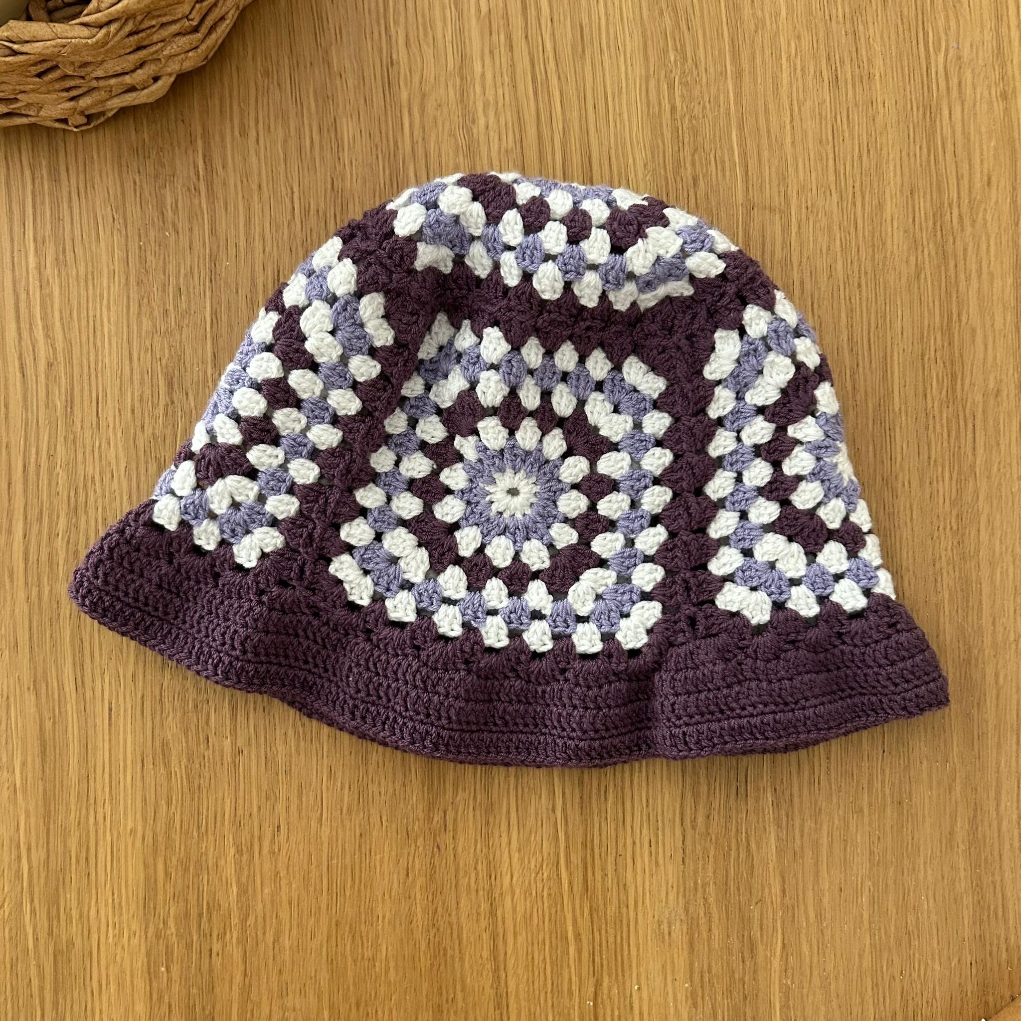 Hand Knitted Granny Square Bucket Hat, Boho Crochet Hat - Etsy display picture 1