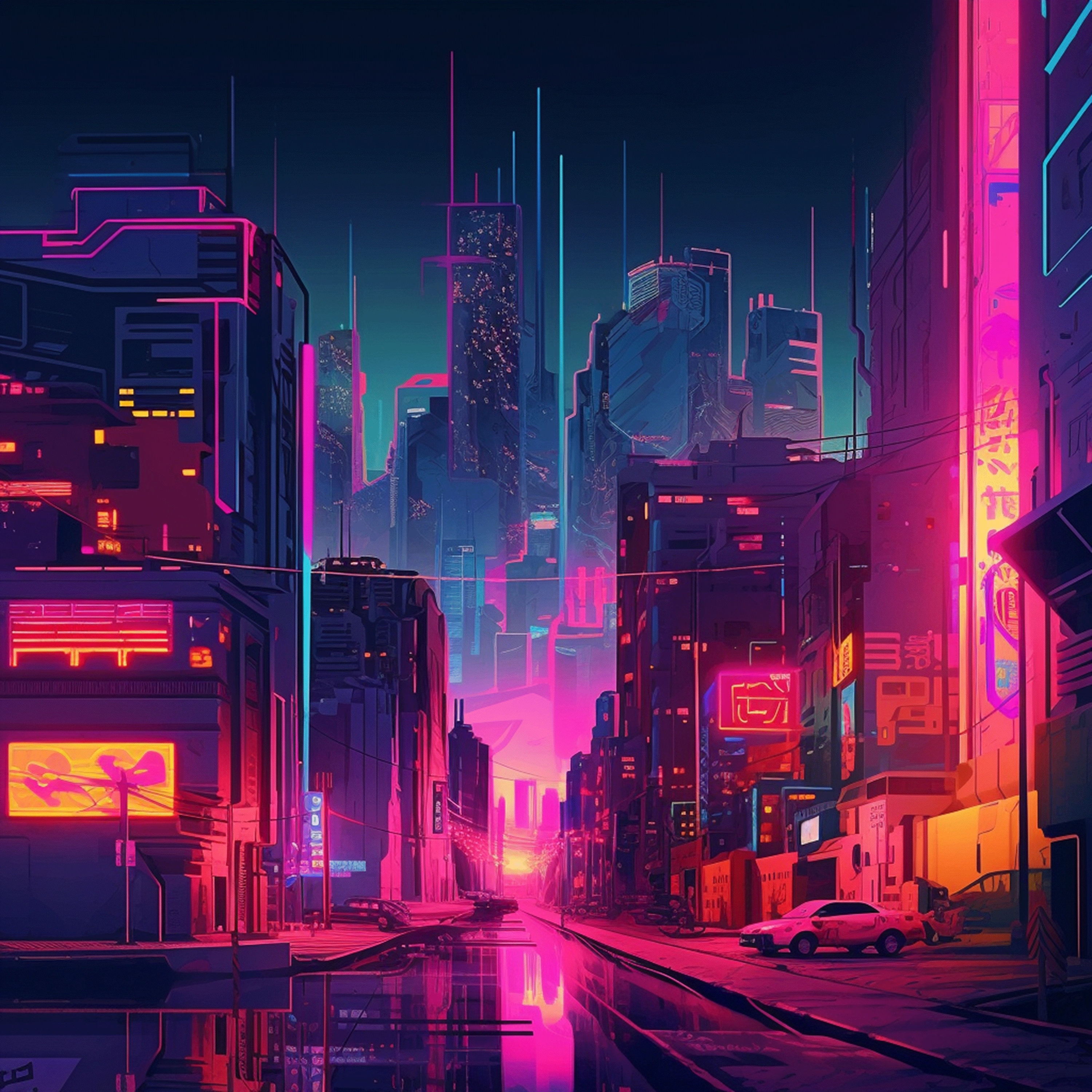 Cyberpunk Neon City Scape Digital Print Art Work - Etsy