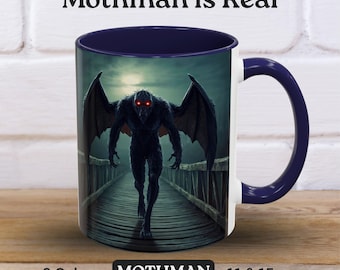 Mothman Coffee Mug - Cryptid Folklore Gift, Horror Monster Cup, Gothic Paranormal Ceramic Drinkware
