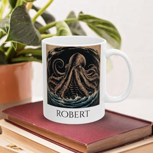 Kraken Mug - Personalized Fathers Day Gift, Giant Squid, Mythical Creature, Octopus Mug, Gift for Men, Release the Kraken, Deep Sea Monster