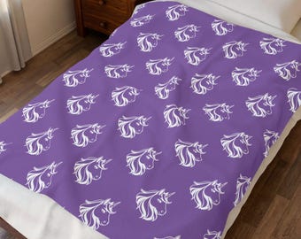 Unicorn Blanket Throw - Alicorn Silhouette Plush Velveteen Blanket, Magical Fantasy Gift