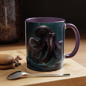 Kraken Coffee Mug - Giant Squid Deep Sea Creature, Man Gift, Release the Kraken Coffee Cup, Mythical Creature, Octopus Mug