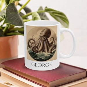 Personalized Giant Squid Mug - Kraken Coffee Cup, Custom Gift for Him, Mythical Creature, Octopus Mug, Sea Monster, Fantasy Cryptid