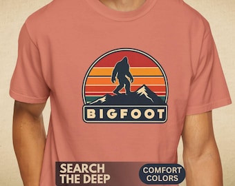 Bigfoot T-Shirt, Sasquatch Graphic Tee, Funny Camping Shirt, Comfort Colors, Cryptid Gift for Hikers