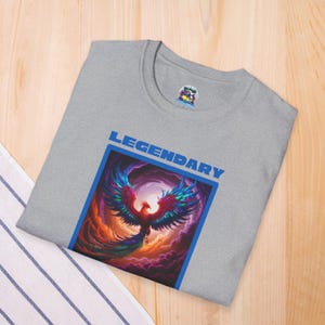 Phoenix Shirt: Rise from the Ashes, Soft Cotton T-Shirt, Legendary Graphic Tee (Blue)
