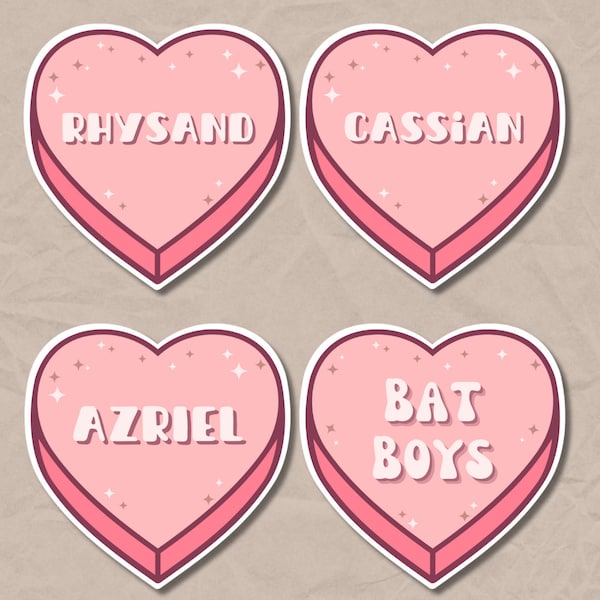 ACOTAR Bat Boys Candy Heart Candy Heart VINYL STICKER Sticker Pack A Court of Thorns and Roses sjm Rhysand Cassian Azriel