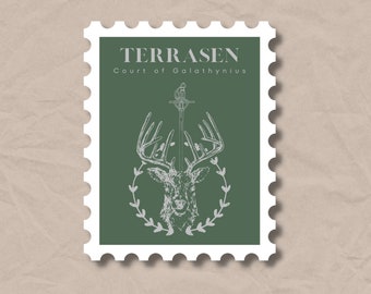 Terrasen Stamp Sticker VINYL STICKER Sarah j Maas Throne of Glass City TOG Aelin Fireheart Court of Galathynius sjm Bookish Booktok Books