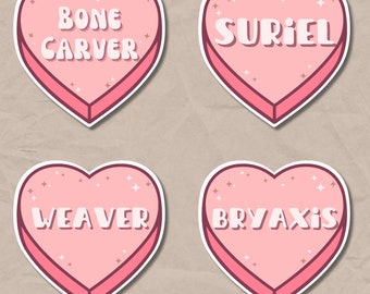 ACOTAR Creatures Candy Heart Candy Heart VINYL STICKER Sticker Pack A Court of Thorns and Roses sjm Suriel Weaver Bone Carver Bryaxis