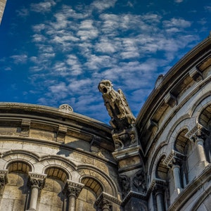 Sacré-Cœur Gargoyles in Paris: Captivating Gothic Architecture Photograph
