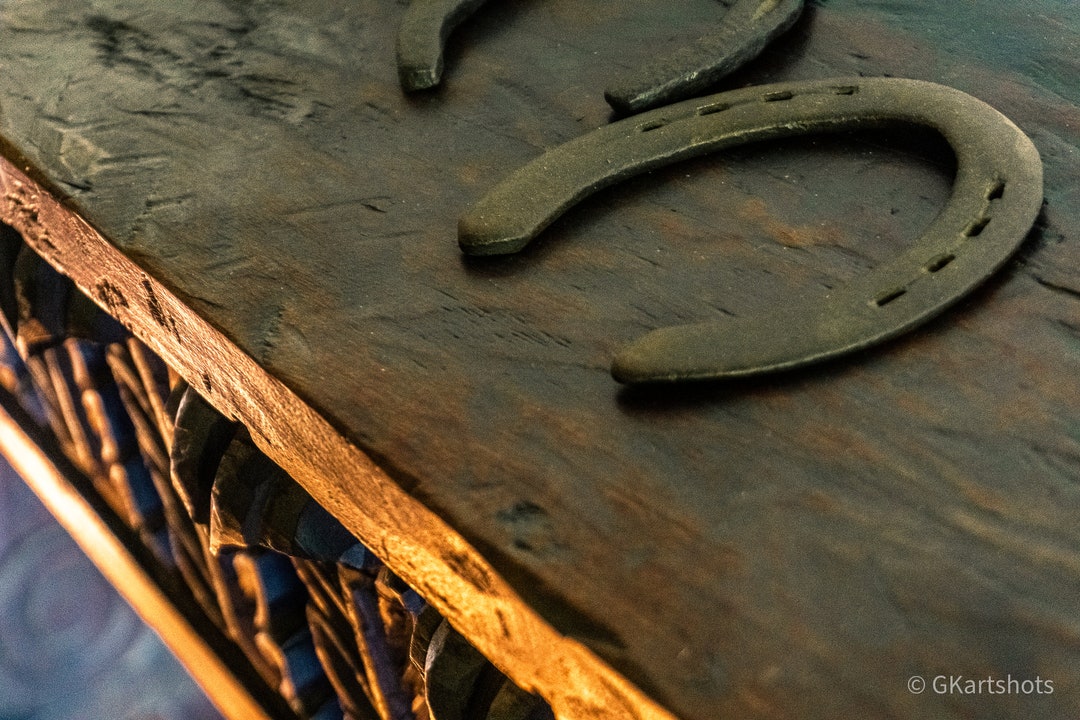 Antique Mexican Horseshoe Table Art Print Rustic Heritage at Etsy