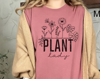 Plant Lady Bella Canvas 3001 Unisex, Plant Lady, Plant Mama, Regalo para amante de las plantas, Camisa de plantas divertida, Camisa de jardinería, Una planta más, Regalo de plantas