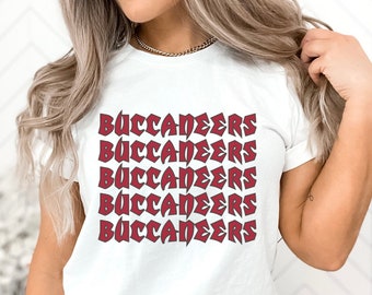 Buccaneers Repeat, Tampa Bay Buccaneers, Red and Pewter, Pirate, Captain Fear, Bella Canvas, Go Bucs, Bella Canvas 3001, Can customize