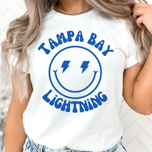 Tampa Bay Lightning Shirt, Lightning Smiley Face Shirt, Smiley Face Shirt, Tampa Shirt, Tampa Sports, Smiley Graphic Shirt, Bolt Eyes