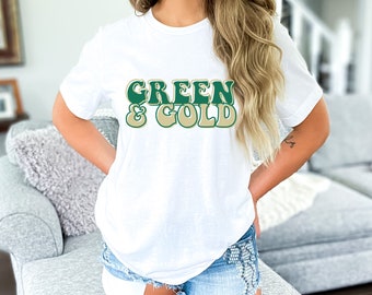 Green & Gold, USF Bulls, South Florida, Run with Us, Bella Canvas, Unisex, College, Football, Bubble Text