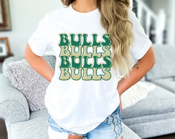 USF Bulls, South Florida, Run with Us, Green & Gold, Bella Canvas, Unisex, College, Football, Bubble Text