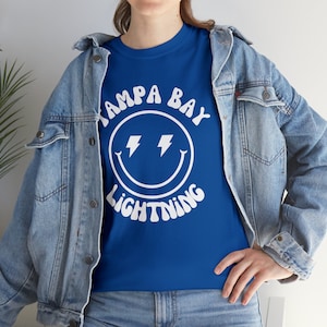 Tampa Bay Lightning Smiley Face, Bolt Eyes, GILDAN Unisex, All Inclusive Sizing
