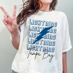 Tamp Bay Lightning Repeat, Comfort Colors Relaxed Fit Shirt, Tampa Bay Hockey, NHL, Lightning Playoffs, Tampa Sports, Bolts, Large Graphic