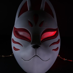 Máscara Kitsune – Cosplay e decoração de parede de espírito de raposa japonesa impressa em 3D