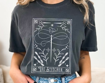 The Stitcher Tarot Card Comfort Colors T-Shirt Cross Stitch Vintage Feel Shirt