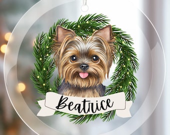 Personalized Yorkie Ornament Customized Yorkie Christmas Ornament Yorkshire Terrier Glass Ornament Custom Yorkie Gifts New Yorkie Puppy Gift