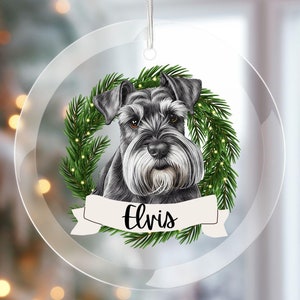 Personalized Schnauzer Ornament Customized Schnauzer Christmas Ornament Glass Miniature Schnauzer Ornament Gift for New Puppy Parents