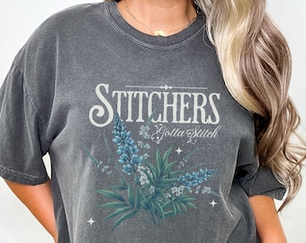 Cross Stitch Shirt Stitcher T-Shirt Comfort Colors Floral Cross-Stitch TShirt Gift for Cross Stitch Lover Botanical Cross Shirt T Shirt