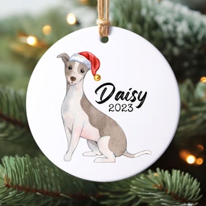 Personalized Italian Greyhound Ornament with Name and Year Christmas Gift for New Puppy Parents 2024 Dog Lover Holiday Bauble