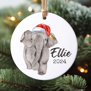 Elephant Ornament Personalized Elephant Christmas Ornament 2024 Gift for Elephant Lover Elephant Rescue Bauble Custom Holiday Ornament