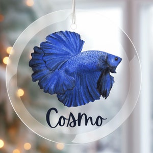 Personalized Betta Fish Ornament Siamese Fighting Fish Christmas Gift Custom Pet Fish Rescue 2024 Holiday Bauble Multiple Color Options
