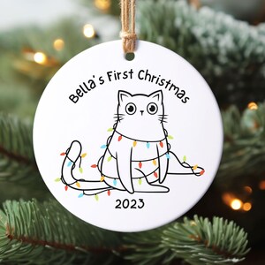 Personalized Pet Cat&#39;s First Christmas Ornament Gift for New Cat Mom or Cat Dad Gift for Cat Adoption or Cat Rescue 2024 Silly Cat Ornament