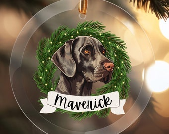 Personalized Black Pointer Ornament Customized Pointer Christmas Ornament English Pointer Glass Ornament Custom Pointer Puppy Gift