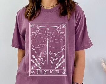 The Stitcher Tarot Card Comfort Colors T-Shirt Cross Stitch Vintage Feel Shirt