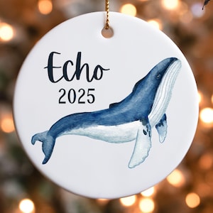 Personalized Humpback Whale Ornament Christmas Gift for Whale Lover Customized Ocean Lover Ceramic Christmas Ornament Baleen Whale Ornament
