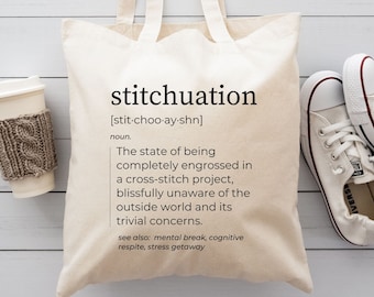 Cross Stitch Tote Gift for Cross Stitcher Cross Stitch Project Bag Reusable Canvas Shopping Bag Funny Cross Stitch Gift Needlepoint Gift