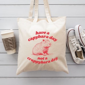 Capybara Tote Bag Gift for Capybara Lover Capybara Meme Shopping Bag Eco-Friendly Reusable Tote Pet Capybara Gift Funny Animal Canvas Tote