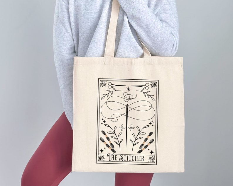 Cross Stitch Cotton Canvas Tote Bag Gift for Cross Stitcher image 2