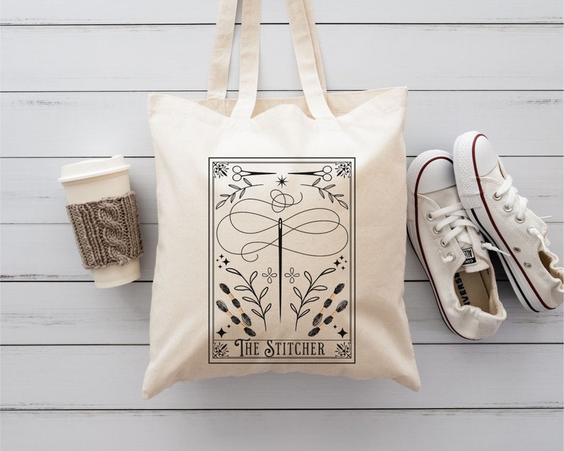 Cross Stitch Cotton Canvas Tote Bag Gift for Cross Stitcher image 1