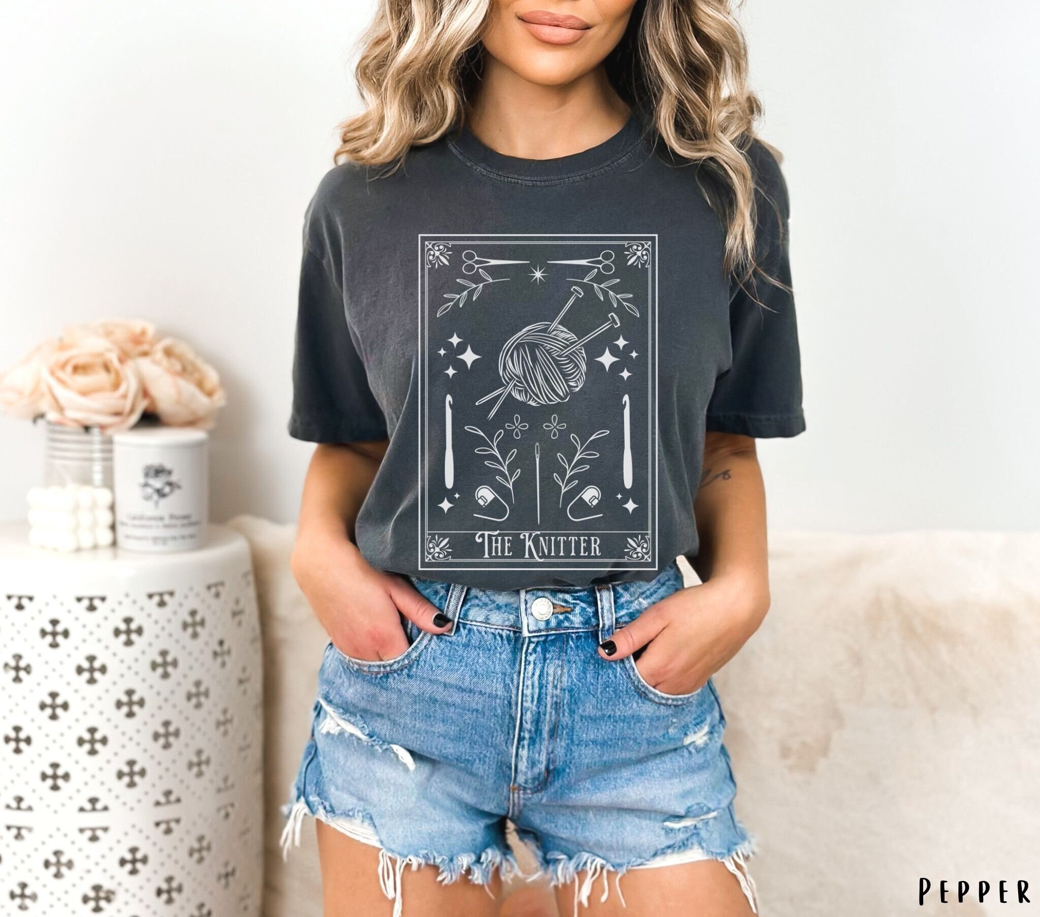 The Knitter Tarot Card Comfort Colors T-Shirt Knitting Vintage Feel Shirt