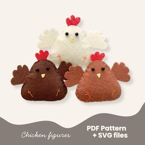 Felt Chicken Sewing Pattern PDF & SVG – DIY Mobile, Ornament and Farm Animal Template