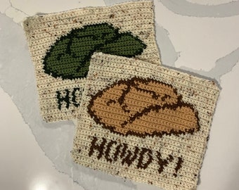 Tapiz de pared de crochet con sombrero de vaquero Howdy: descarga de patrón digital