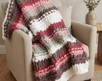 BABY BLANKET -Handmade chunky knit chenille- tummy time mat- nursery decor