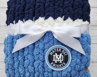 YOUR HIGH SCHOOL- custom chunky knit throw blanket - handmade -